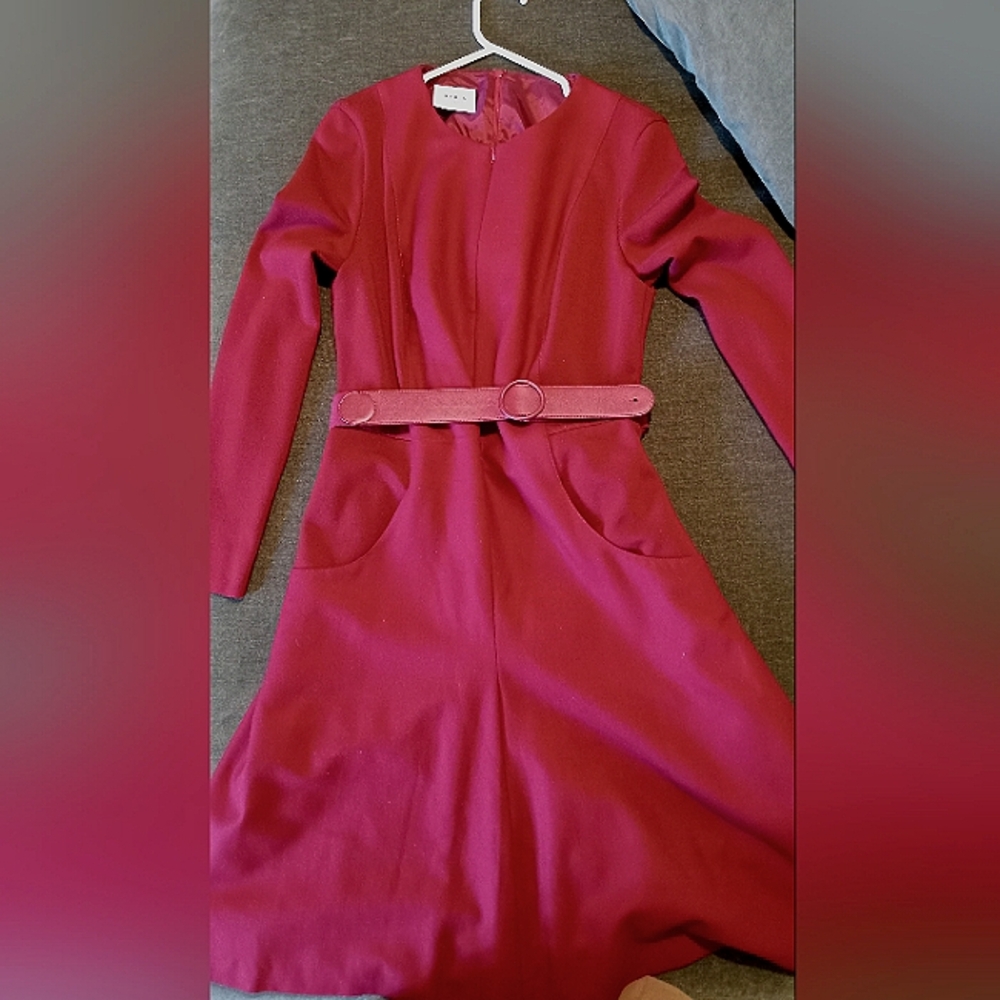 Akris Punto Dark Red/Bordeaux Wool Fit &flare Dress